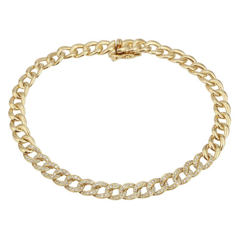 14K Gold Petite Micro Pave Diamond Cuban Link Bracelet - Bracelets - Izakov Diamonds + Fine Jewelry