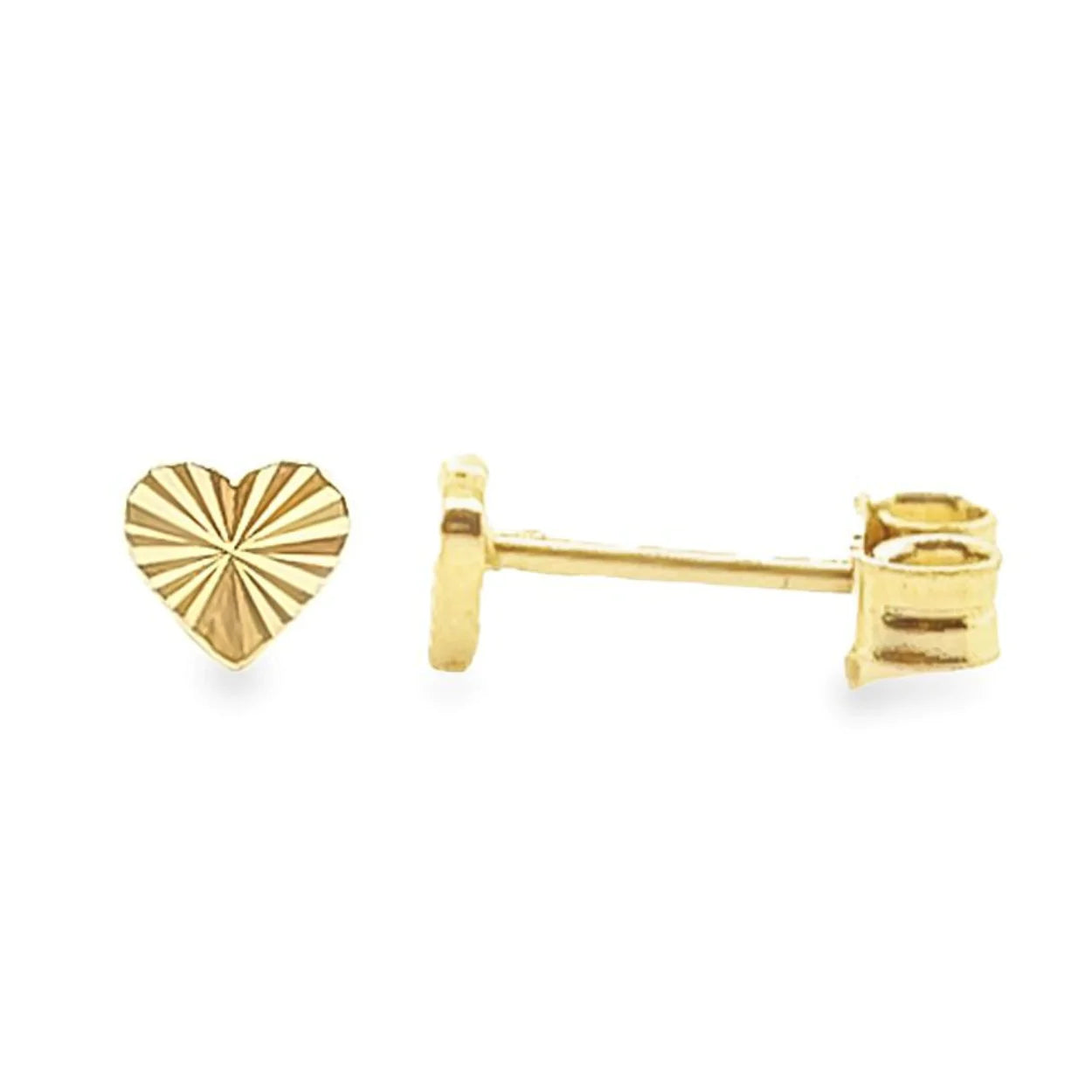 14K Gold Petite Radiating Heart Earrings Pair / Yellow Gold Izakov Diamonds + Fine Jewelry