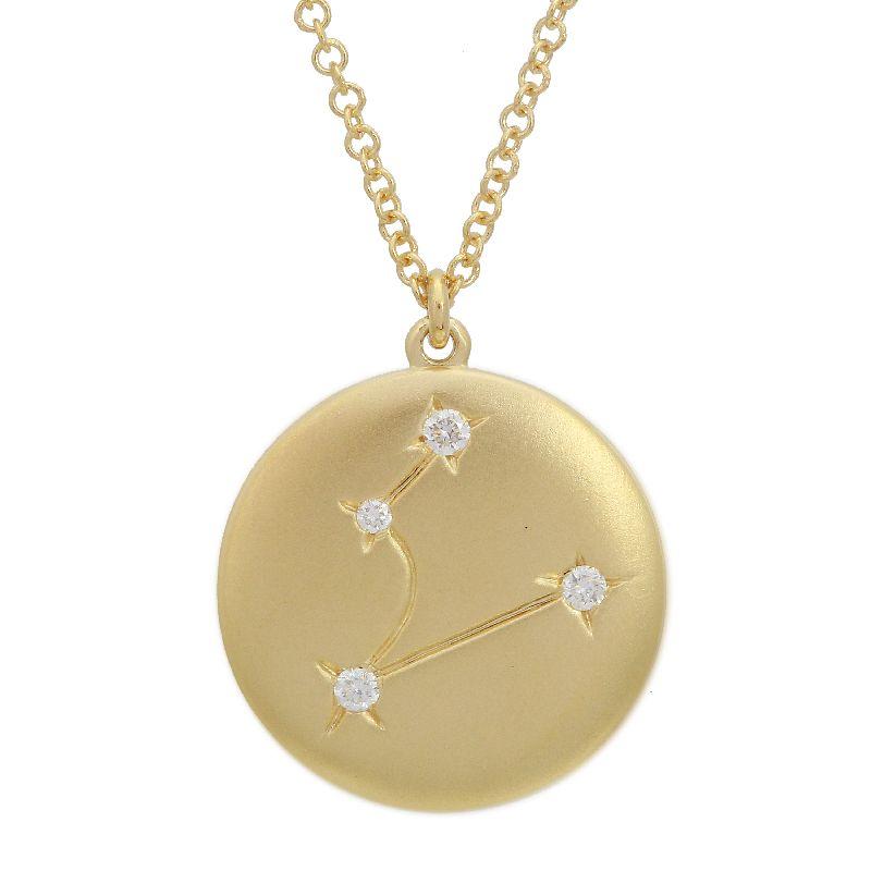 14K Gold Pisces Diamond Constellation Coin Necklace (Matte Finish) - Necklaces - Izakov Diamonds + Fine Jewelry
