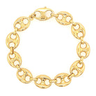 14K Gold Puff Mariner Link Chain Bracelet M / 7" / Yellow Gold Izakov Diamonds + Fine Jewelry