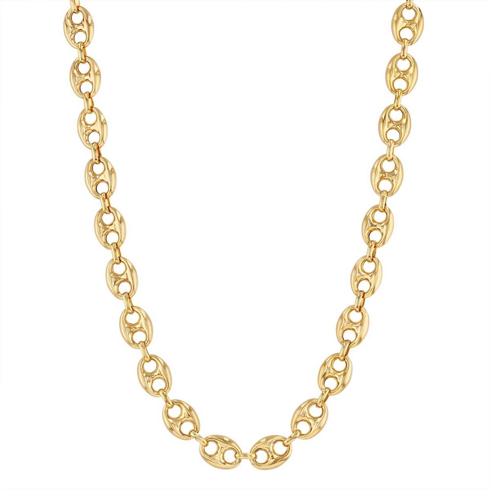 14K Gold Puff Mariner Link Chain Necklace Izakov Diamonds + Fine Jewelry