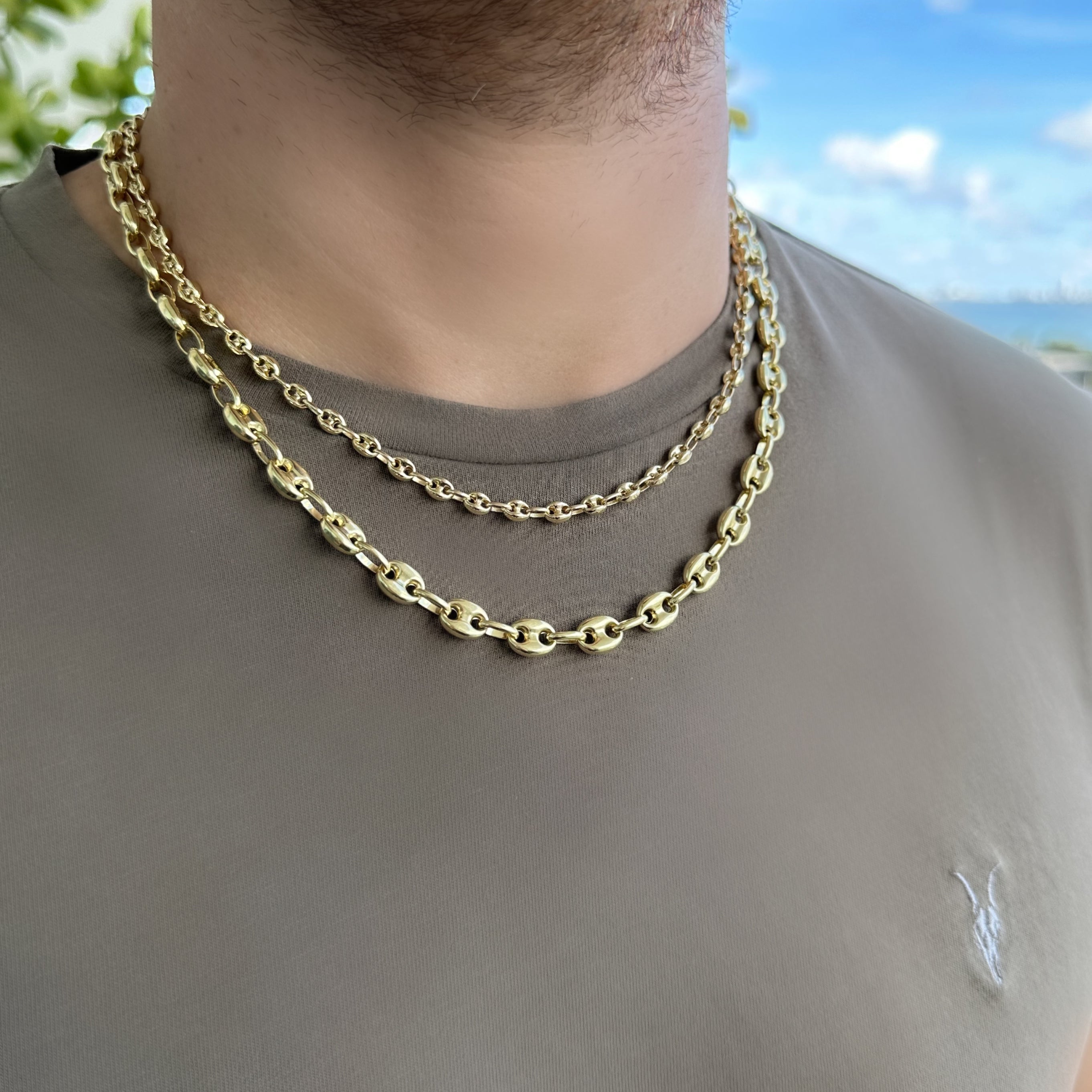 14K Gold Puff Mariner Link Chain Necklace - Necklaces - Izakov Diamonds + Fine Jewelry