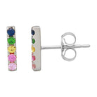 14K Gold Rainbow Sapphire Bar Earrings - Earrings - Izakov Diamonds + Fine Jewelry