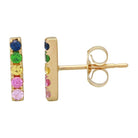 14K Gold Rainbow Sapphire Bar Earrings Yellow Gold Izakov Diamonds + Fine Jewelry