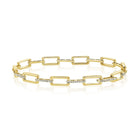 14K Gold Rectangular Link Diamond Bracelet Yellow Gold Izakov Diamonds + Fine Jewelry