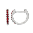 14K Gold Red Ruby Huggies (9mm) White Gold Izakov Diamonds + Fine Jewelry