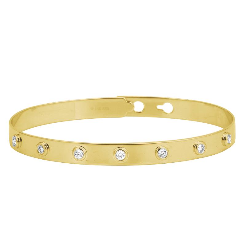 Amazon.com: L & J 18K Yellow Gold Diamond Cut Classical Adjustable Bangle  Bracelet for Women : Clothing, Shoes & Jewelry