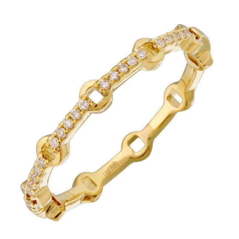 14K Gold Round Links Diamond Ring - Rings - Izakov Diamonds + Fine Jewelry