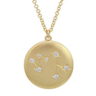 14K Gold Sagittarius Diamond Constellation Coin Necklace (Matte Finish) Yellow Gold Izakov Diamonds + Fine Jewelry