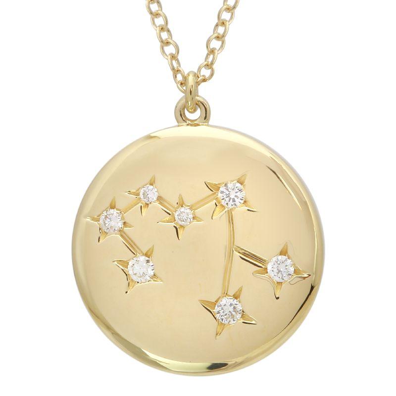 14K Gold Sagittarius Diamond Constellation Coin Necklace (Polished Finish) - Necklaces - Izakov Diamonds + Fine Jewelry