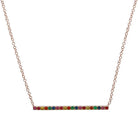 14K Gold Sapphire Rainbow Bar Necklace Rose Gold Izakov Diamonds + Fine Jewelry
