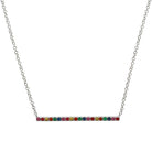 14K Gold Sapphire Rainbow Bar Necklace White Gold Izakov Diamonds + Fine Jewelry