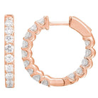 14K Gold Scallop Setting Diamond Hoop Earrings Rose Gold / 20MM Izakov Diamonds + Fine Jewelry