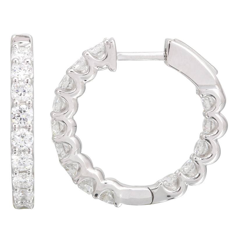 14K Gold Scallop Setting Diamond Hoop Earrings Izakov Diamonds + Fine Jewelry