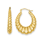 14K Gold Scalloped Oval Hoop Earrings Pair Yellow Gold Earrings by Izakov Diamonds + Fine Jewelry | Izakov