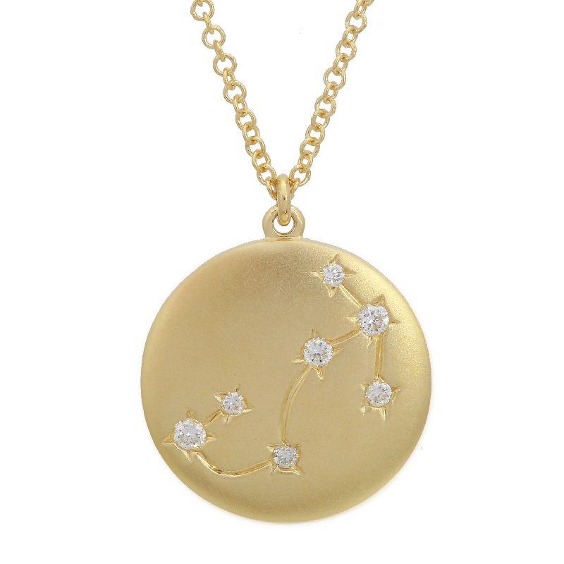 14K Gold Scorpio Diamond Constellation Coin Necklace (Matte Finish) - Necklaces - Izakov Diamonds + Fine Jewelry