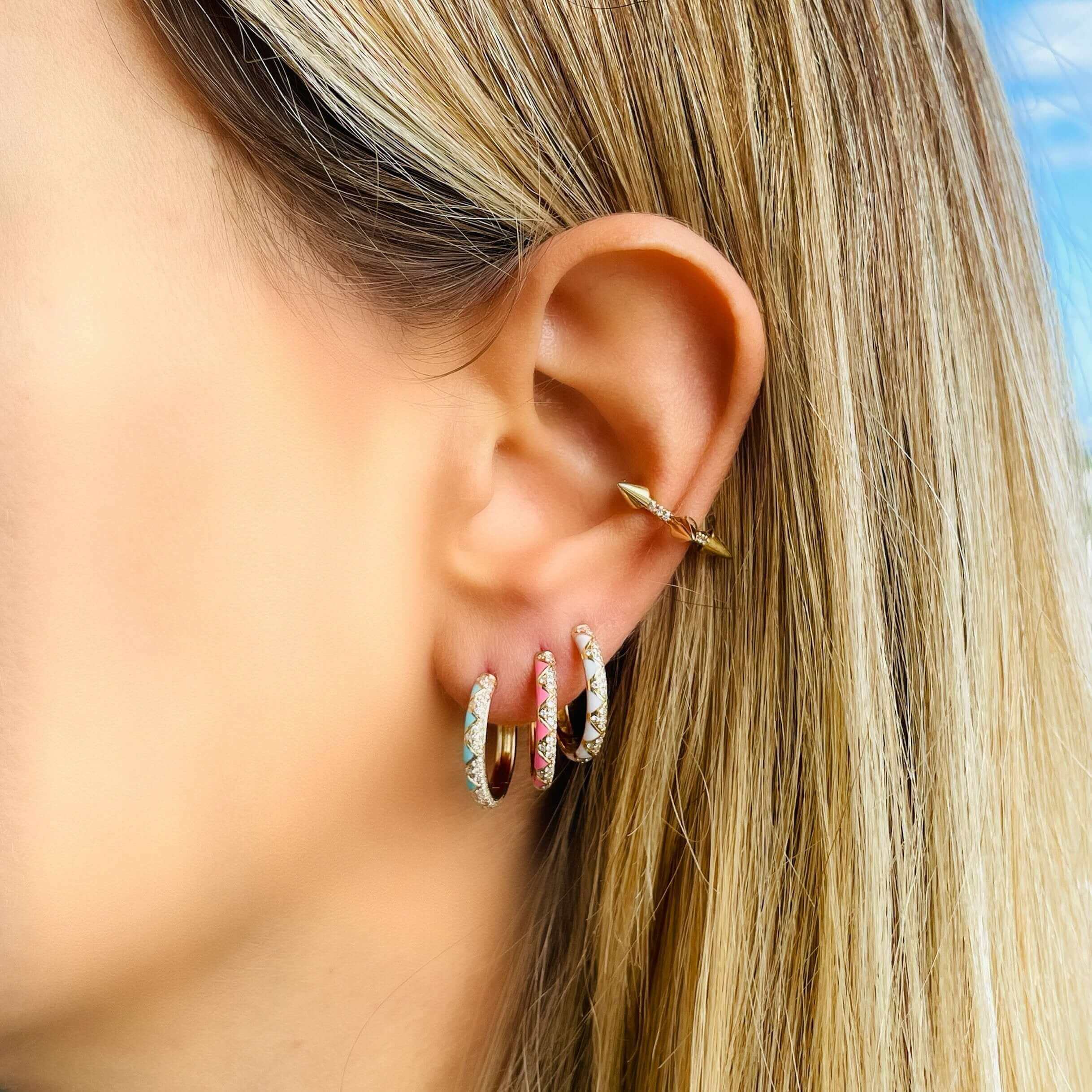 14K Gold Spike Micro Pave Diamond Ear Cuff - Earrings - Izakov Diamonds + Fine Jewelry