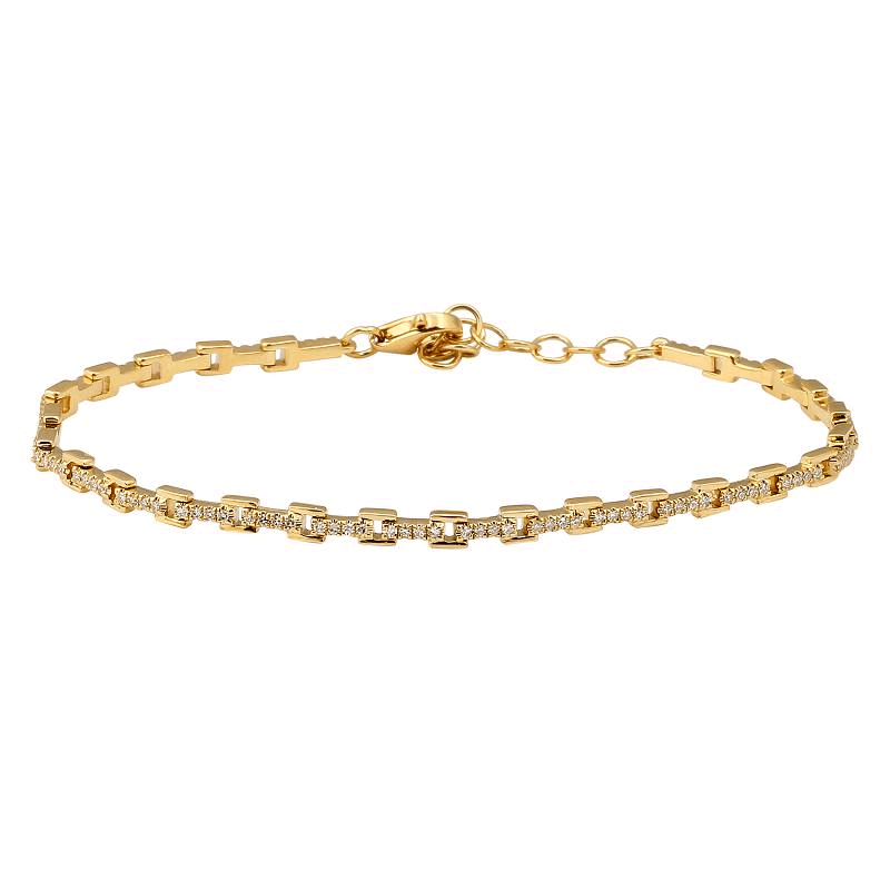 14K Gold Square Links Diamond Bracelet - Bracelets - Izakov Diamonds + Fine Jewelry