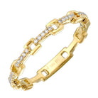 14K Gold Square Links Diamond Ring 6.5 / Yellow Gold Izakov Diamonds + Fine Jewelry
