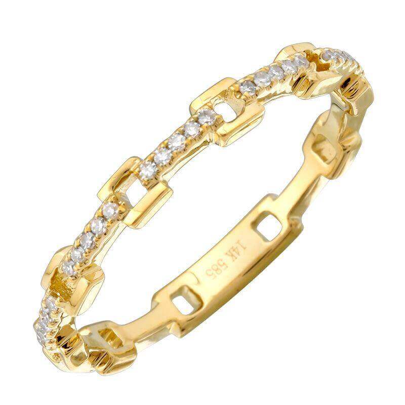 14K Gold Square Links Diamond Ring - Rings - Izakov Diamonds + Fine Jewelry