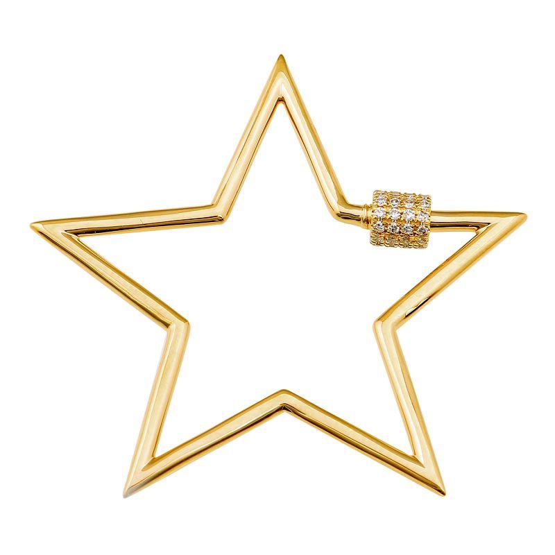 14K Gold Star Carabiner Lock Diamond Charm Enhancer