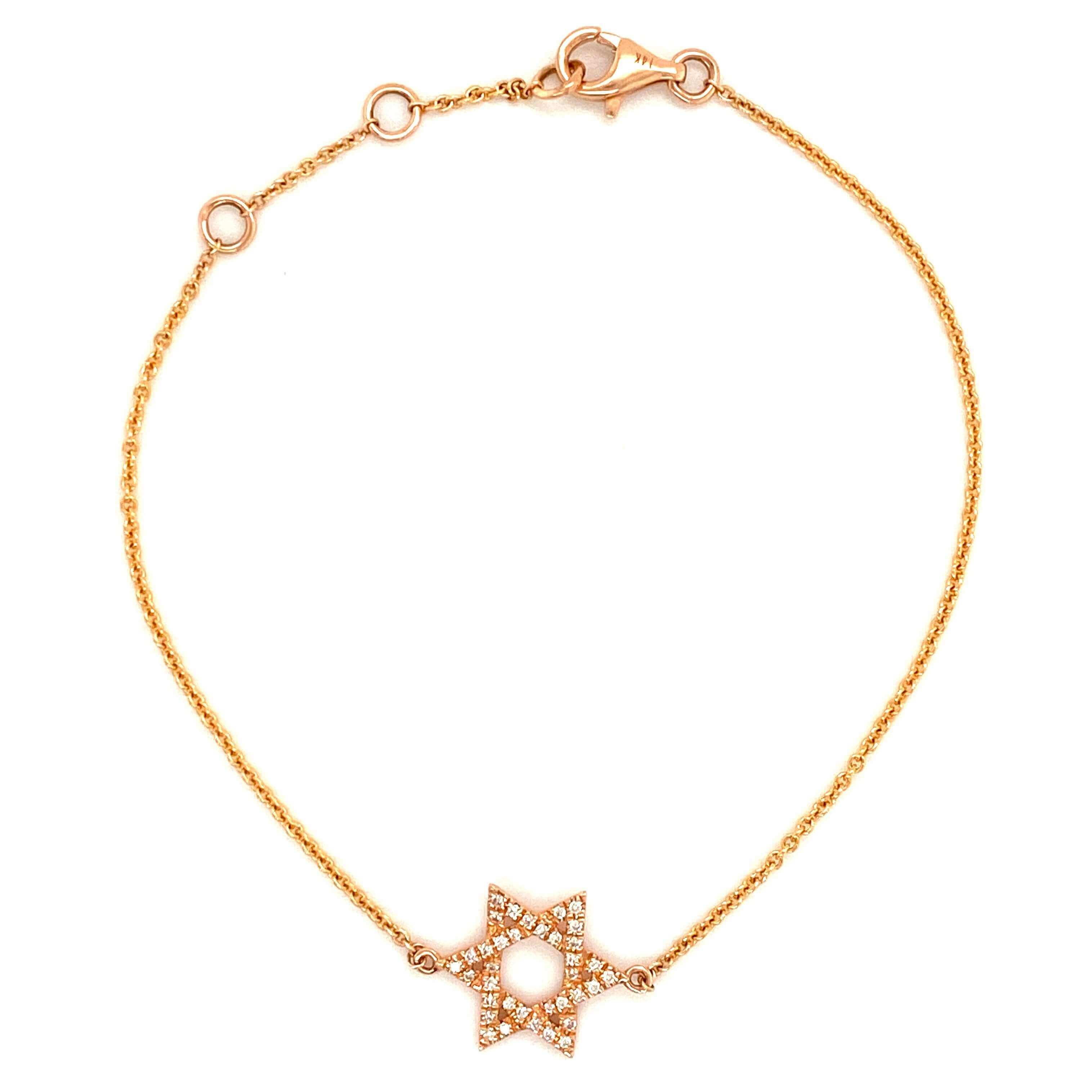 14K Gold Star Of David Diamond Bracelet - Bracelets - Izakov Diamonds + Fine Jewelry