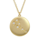 14K Gold Taurus Diamond Constellation Coin Necklace (Matte Finish) Yellow Gold Izakov Diamonds + Fine Jewelry