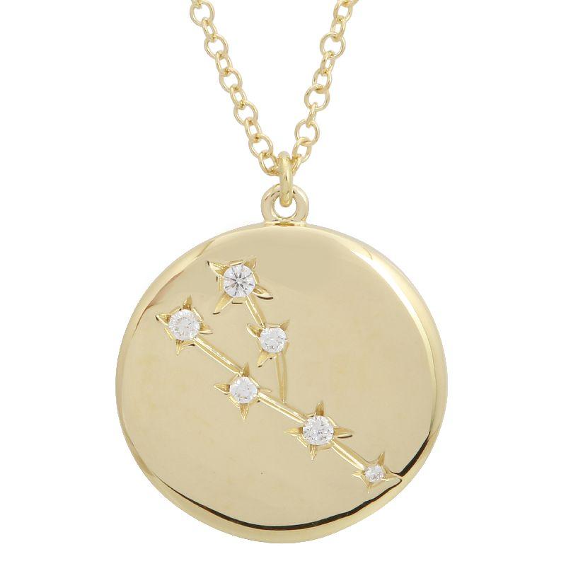 14K Gold Taurus Diamond Constellation Coin Necklace (Polished Finish) Yellow Gold Izakov Diamonds + Fine Jewelry