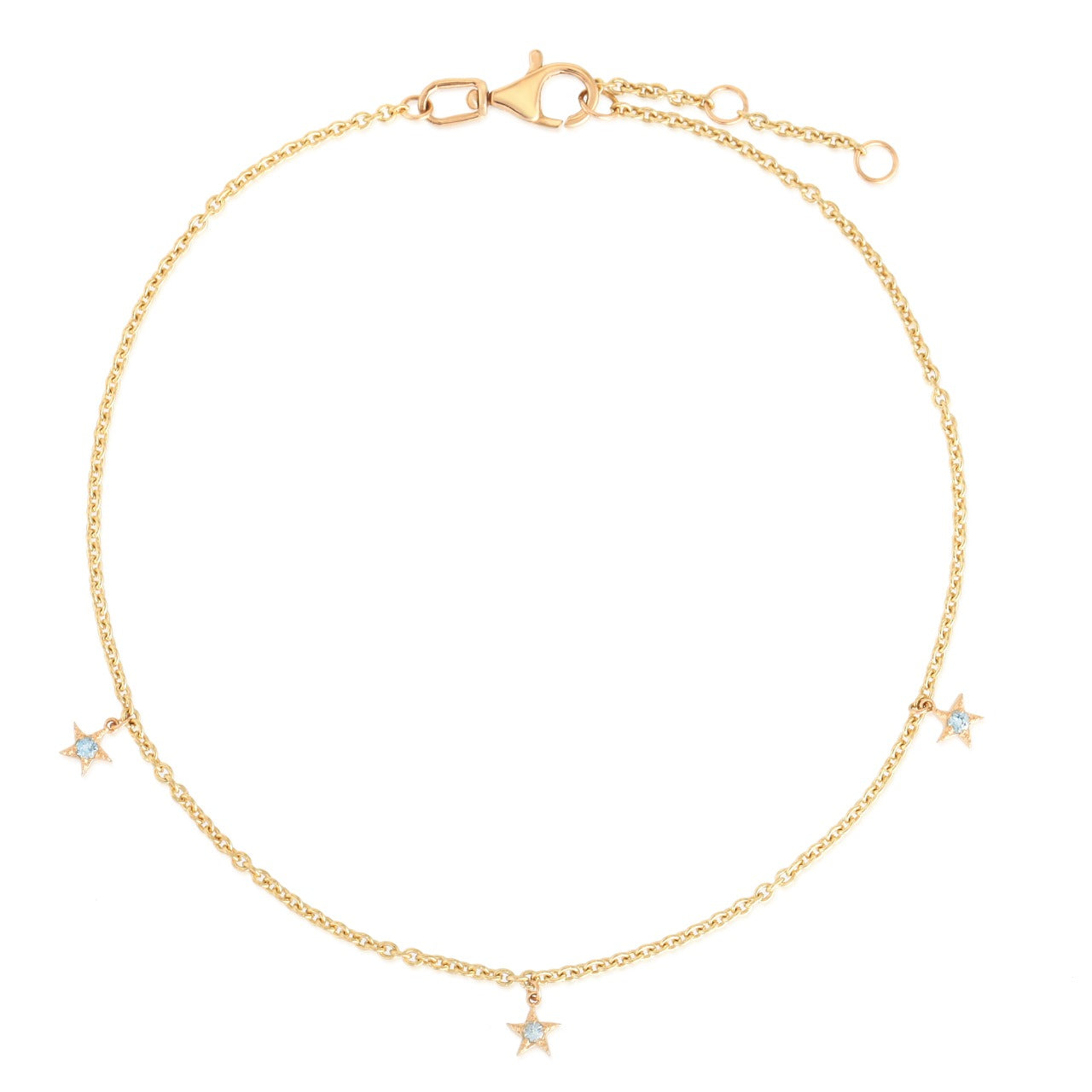 14K Gold Topaz Accented Dangling Stars Anklet - Anklets - Izakov Diamonds + Fine Jewelry