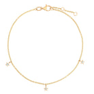 14K Gold Topaz Accented Dangling Stars Anklet - Anklets - Izakov Diamonds + Fine Jewelry