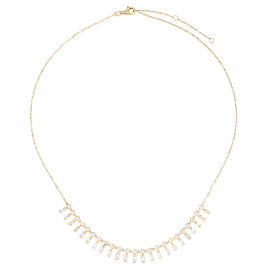 14K Gold Tribal Baguette Drop Diamond Necklace - Necklaces - Izakov Diamonds + Fine Jewelry