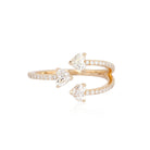 14K Gold Trio Heart Shaped Diamond Pave Ring Izakov Diamonds + Fine Jewelry