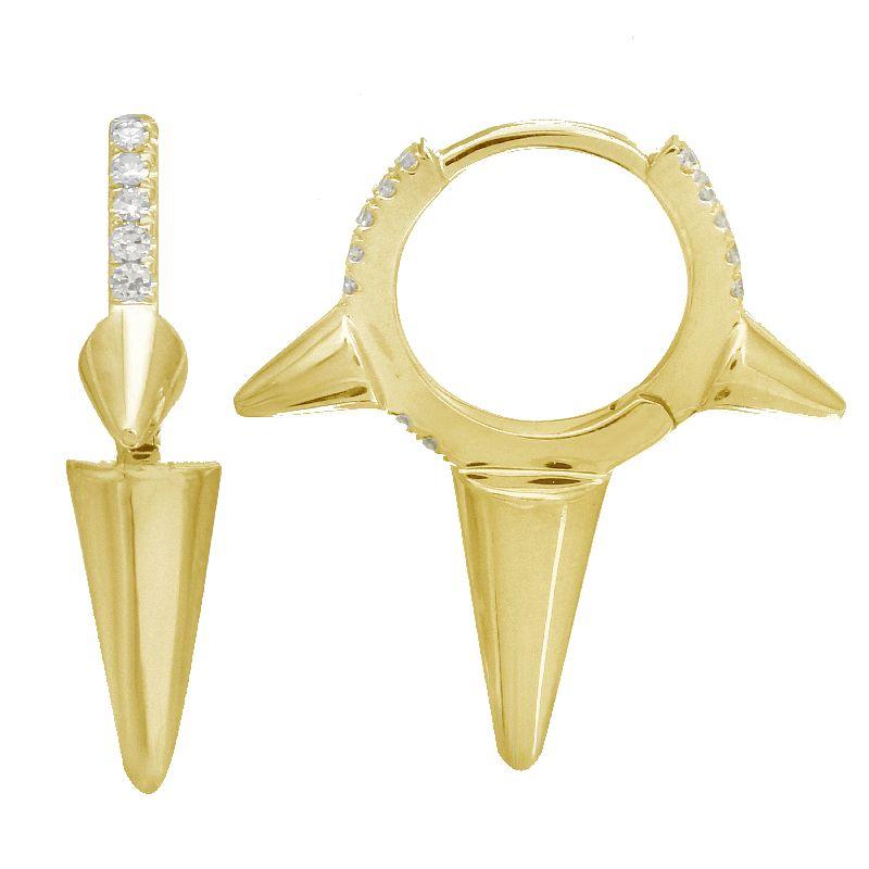 14K Gold Triple Spike Diamond Huggies - Earrings - Izakov Diamonds + Fine Jewelry