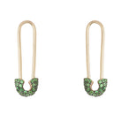14K Gold Tsavorite Small Safety Pin Earrings - Earrings - Izakov Diamonds + Fine Jewelry