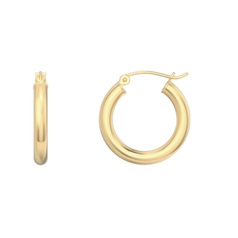14K Gold Tube Hoop Earrings 3mm / 20mm / Yellow Gold Izakov Diamonds + Fine Jewelry