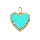 14K Gold Turquoise Heart Diamond Necklace Charm Pendant 15x15mm / Yellow Gold Izakov Diamonds + Fine Jewelry