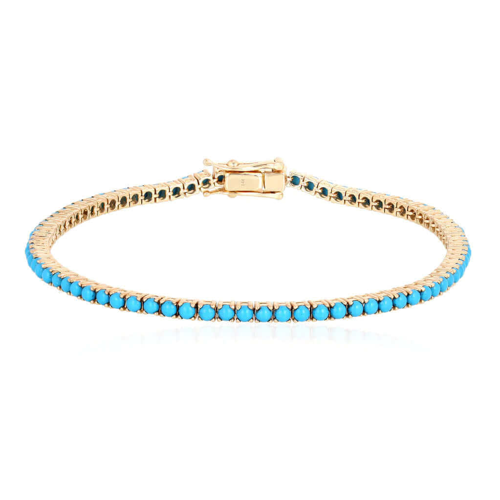 14K Gold Turquoise Tennis Bracelet - Bracelets - Izakov Diamonds + Fine Jewelry