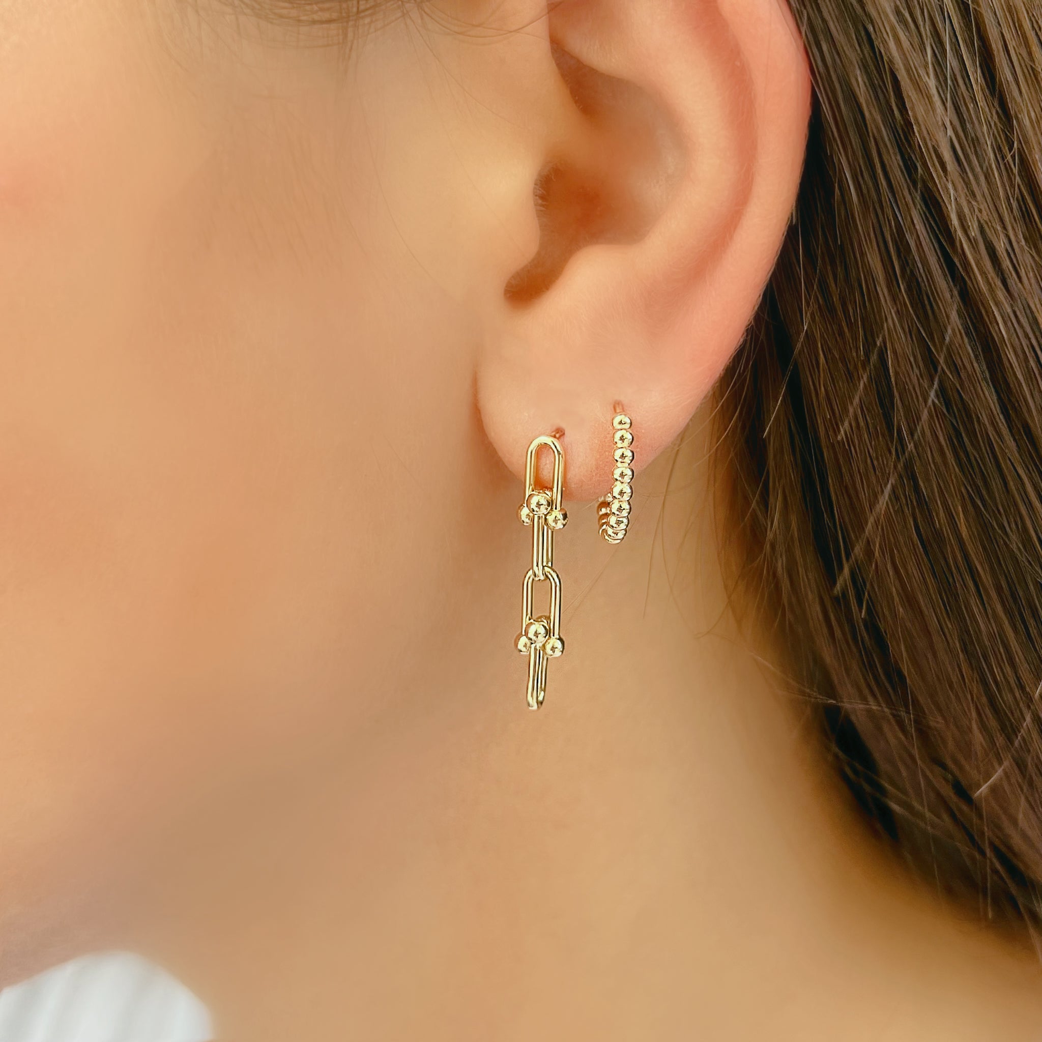 14K Gold U Link Drop Earrings Pair Yellow Gold Earrings by Izakov Diamonds + Fine Jewelry | Izakov