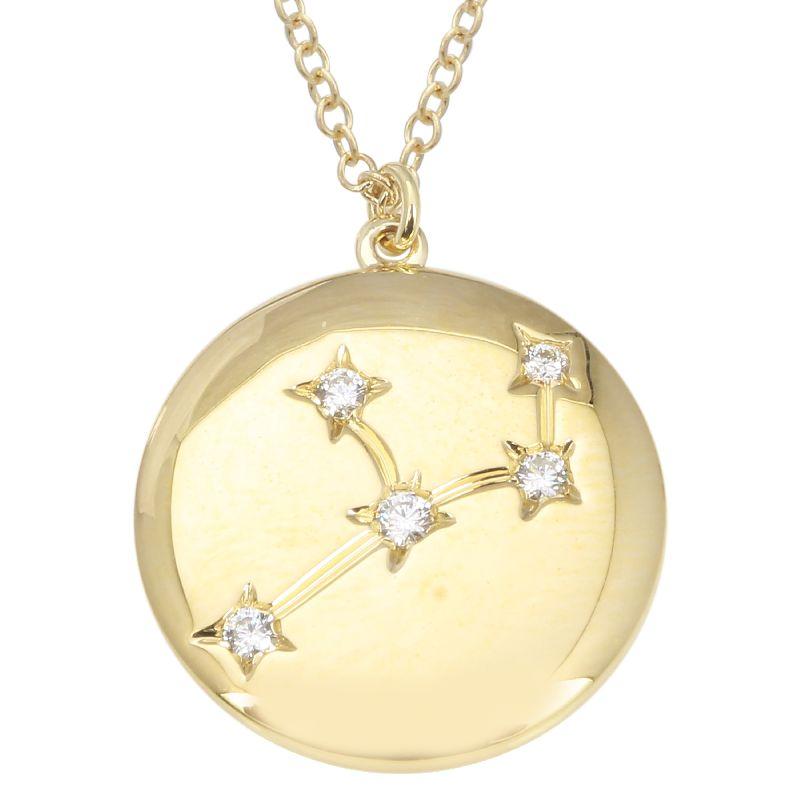 14K Gold Virgo Diamond Constellation Coin Necklace (Polished Finish) - Necklaces - Izakov Diamonds + Fine Jewelry