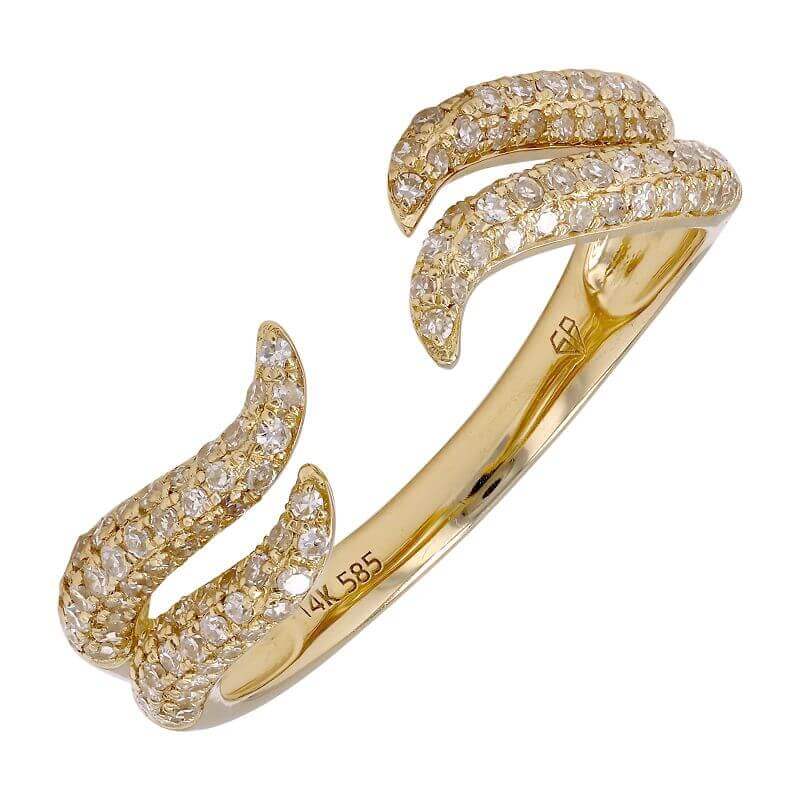 14K Gold Wavy Claws Open Diamond Ring - Rings - Izakov Diamonds + Fine Jewelry