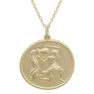 14K Gold Zodiac Sign Aquarius Coin Necklace Yellow Gold Izakov Diamonds + Fine Jewelry