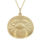 14K Gold Zodiac Sign Cancer Coin Necklace Yellow Gold Izakov Diamonds + Fine Jewelry