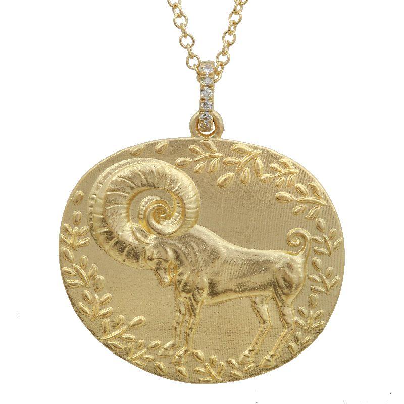 14K Gold Zodiac Sign Capricorn Coin Necklace Yellow Gold Izakov Diamonds + Fine Jewelry