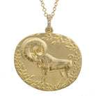 14K Gold Zodiac Sign Capricorn Coin Necklace - Necklaces - Izakov Diamonds + Fine Jewelry