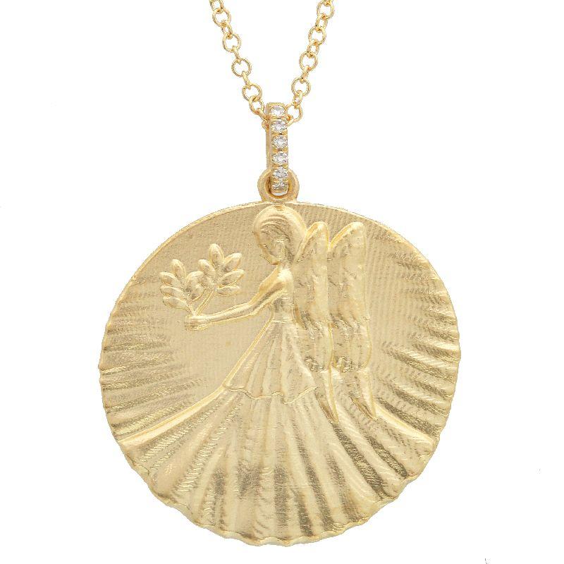 14K Gold Zodiac Sign Virgo Coin Necklace Yellow Gold Izakov Diamonds + Fine Jewelry