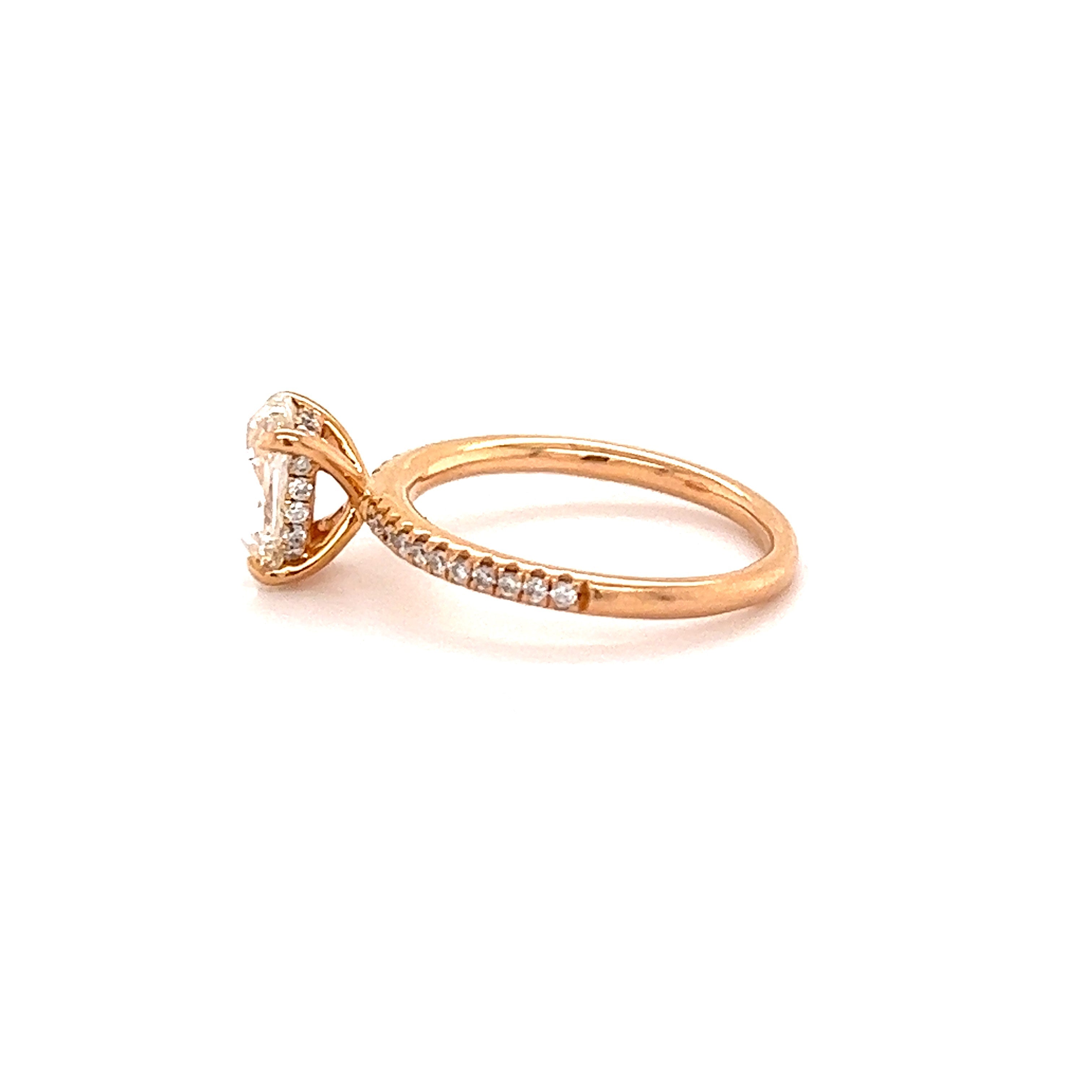 18K Gold 1.27CTW Rose Cut Oval Diamond Pave Engagement Ring - Rings - Izakov Diamonds + Fine Jewelry