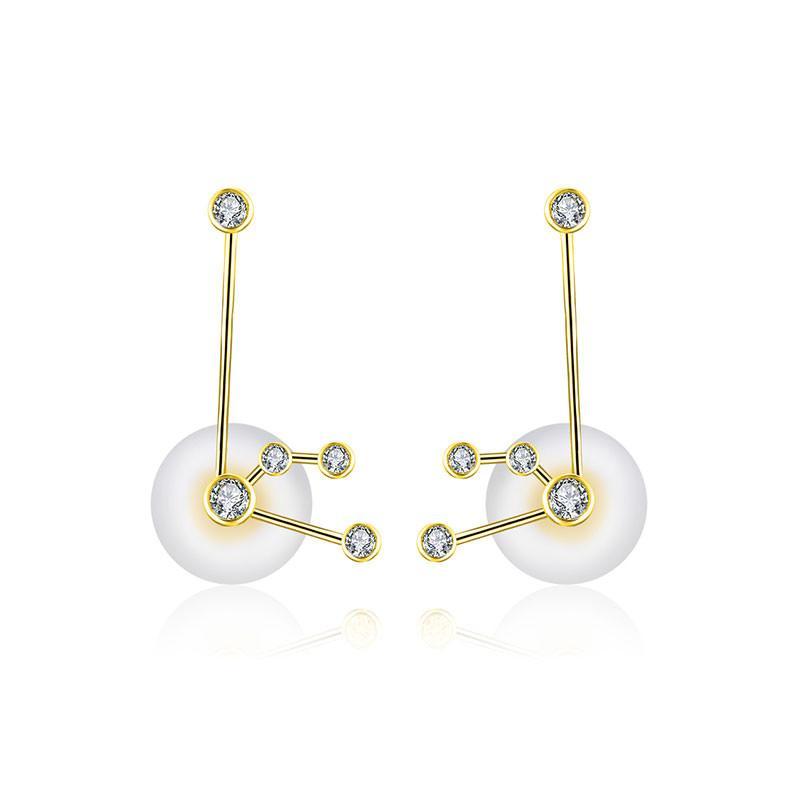 18K Gold Aquarius Constellation Diamond Earrings Izakov Diamonds + Fine Jewelry