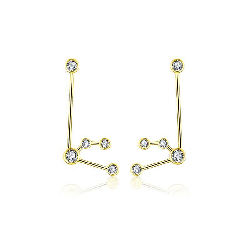 18K Gold Aquarius Constellation Diamond Earrings Yellow Gold Izakov Diamonds + Fine Jewelry