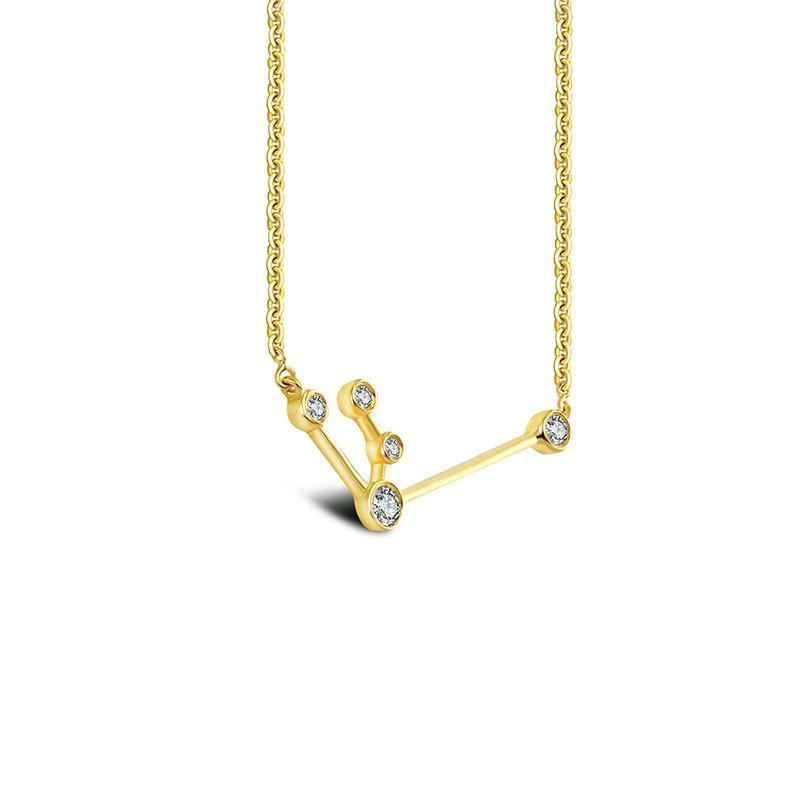 18K Gold Aquarius Constellation Diamond Necklace Yellow Gold Izakov Diamonds + Fine Jewelry