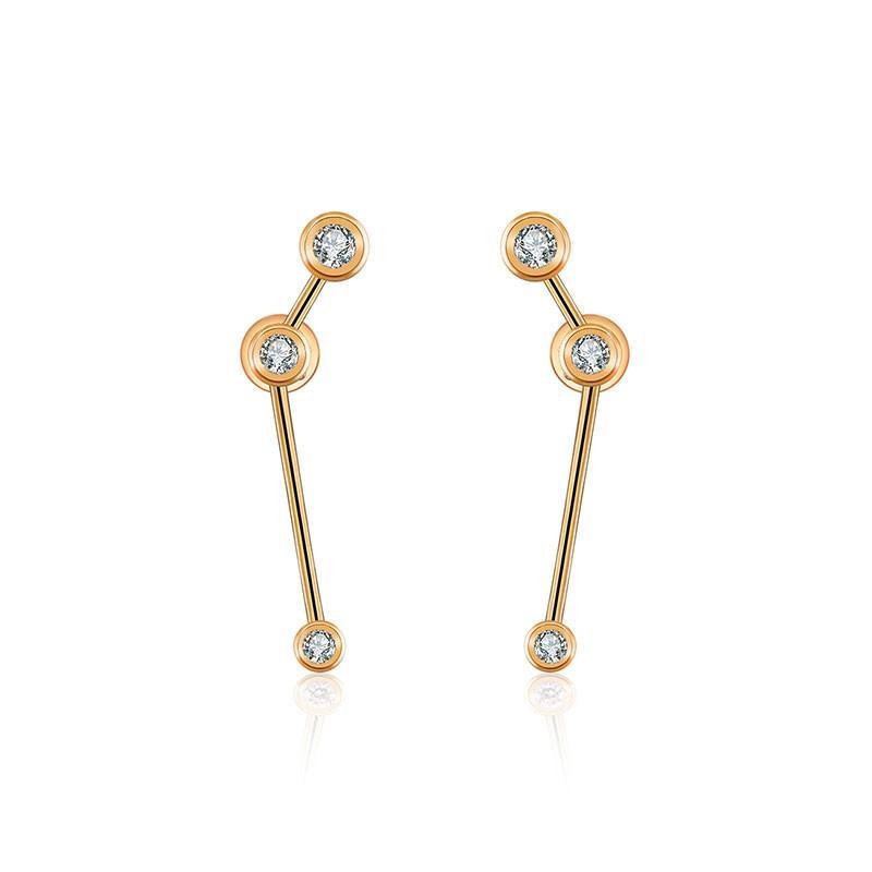 18K Gold Aries Constellation Diamond Earrings Rose Gold Izakov Diamonds + Fine Jewelry